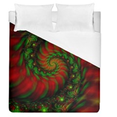 Fractal Green Red Spiral Happiness Vortex Spin Duvet Cover (queen Size) by Ravend