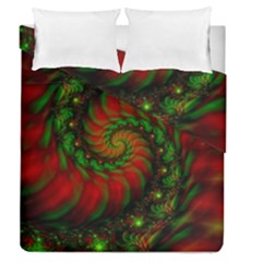 Fractal Green Red Spiral Happiness Vortex Spin Duvet Cover Double Side (queen Size)