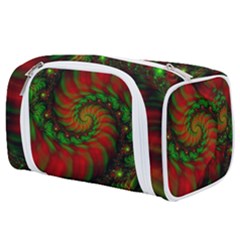 Fractal Green Red Spiral Happiness Vortex Spin Toiletries Pouch by Ravend