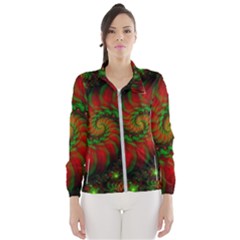 Fractal Green Red Spiral Happiness Vortex Spin Women s Windbreaker by Ravend