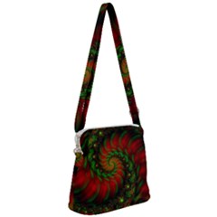 Fractal Green Red Spiral Happiness Vortex Spin Zipper Messenger Bag