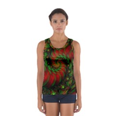 Fractal Green Red Spiral Happiness Vortex Spin Sport Tank Top  by Ravend