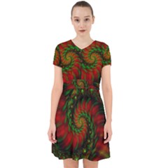 Fractal Green Red Spiral Happiness Vortex Spin Adorable In Chiffon Dress by Ravend