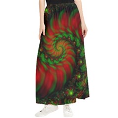 Fractal Green Red Spiral Happiness Vortex Spin Maxi Chiffon Skirt by Ravend