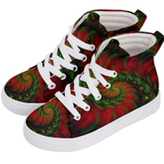 Fractal Green Red Spiral Happiness Vortex Spin Kids  Hi-top Skate Sneakers by Ravend