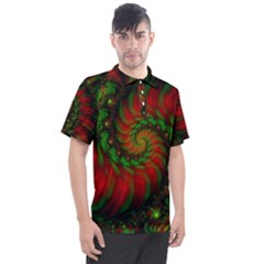 Fractal Green Red Spiral Happiness Vortex Spin Men s Polo Tee by Ravend