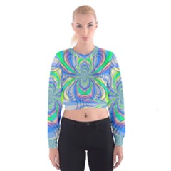 Fractal Geometry Mathematics Gradient Ovals Math Cropped Sweatshirt by Ravend