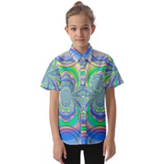 Fractal Geometry Mathematics Gradient Ovals Math Kids  Short Sleeve Shirt by Ravend