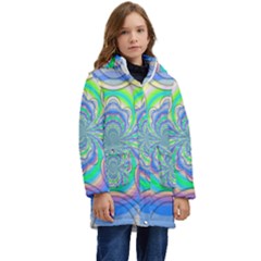 Fractal Geometry Mathematics Gradient Ovals Math Kid s Hooded Longline Puffer Jacket by Ravend