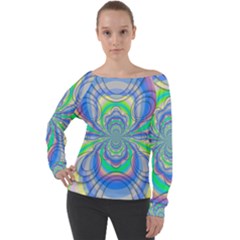 Fractal Geometry Mathematics Gradient Ovals Math Off Shoulder Long Sleeve Velour Top by Ravend