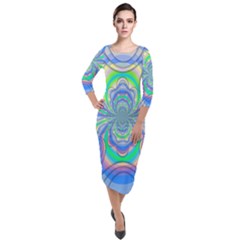 Fractal Geometry Mathematics Gradient Ovals Math Quarter Sleeve Midi Velour Bodycon Dress by Ravend