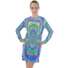 Fractal Geometry Mathematics Gradient Ovals Math Long Sleeve Hoodie Dress by Ravend