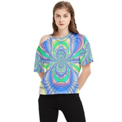 Fractal Geometry Mathematics Gradient Ovals Math One Shoulder Cut Out Tee by Ravend