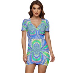 Fractal Geometry Mathematics Gradient Ovals Math Low Cut Cap Sleeve Mini Dress