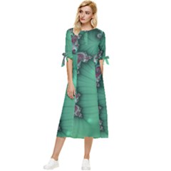 Fractal Spiral Template Abstract Background Design Bow Sleeve Chiffon Midi Dress by Ravend