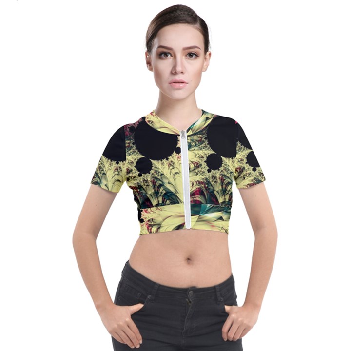 Fractal Art Design Fractal Art Digital Art Short Sleeve Cropped Jacket