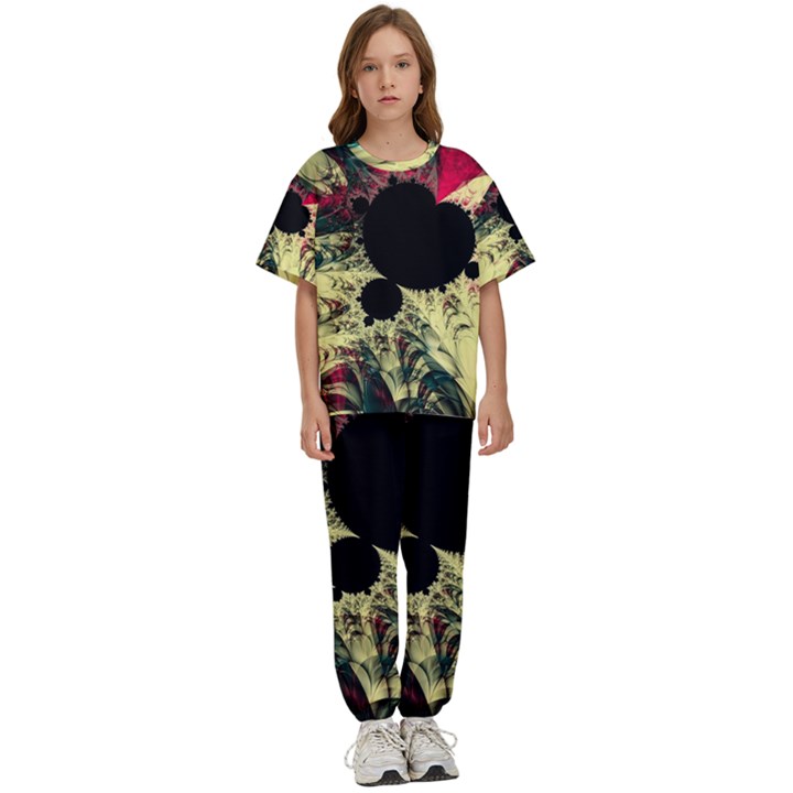 Fractal Art Design Fractal Art Digital Art Kids  Tee and Pants Sports Set