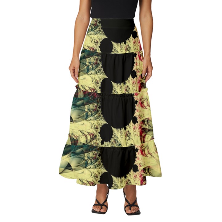 Fractal Art Design Fractal Art Digital Art Tiered Ruffle Maxi Skirt