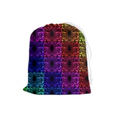 Rainbow Grid Form Abstract Background Graphic Drawstring Pouch (large) by Ravend