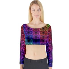 Rainbow Grid Form Abstract Background Graphic Long Sleeve Crop Top by Ravend