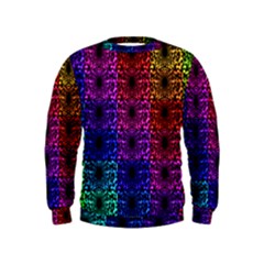 Rainbow Grid Form Abstract Background Graphic Kids  Sweatshirt by Ravend