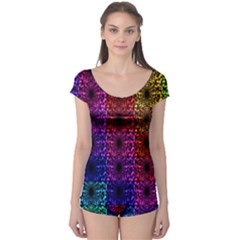 Rainbow Grid Form Abstract Background Graphic Boyleg Leotard  by Ravend