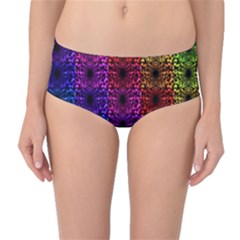 Rainbow Grid Form Abstract Background Graphic Mid-waist Bikini Bottoms by Ravend