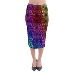 Rainbow Grid Form Abstract Background Graphic Midi Pencil Skirt