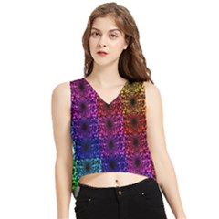 Rainbow Grid Form Abstract Background Graphic V-neck Cropped Tank Top by Ravend