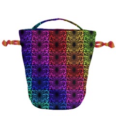 Rainbow Grid Form Abstract Background Graphic Drawstring Bucket Bag by Ravend