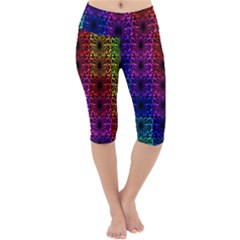 Rainbow Grid Form Abstract Background Graphic Lightweight Velour Cropped Yoga Leggings by Ravend