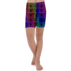 Rainbow Grid Form Abstract Background Graphic Kids  Lightweight Velour Capri Yoga Leggings by Ravend