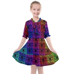 Rainbow Grid Form Abstract Background Graphic Kids  All Frills Chiffon Dress by Ravend