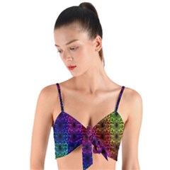 Rainbow Grid Form Abstract Background Graphic Woven Tie Front Bralet by Ravend