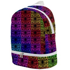 Rainbow Grid Form Abstract Background Graphic Zip Bottom Backpack by Ravend