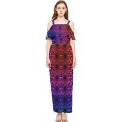 Rainbow Grid Form Abstract Background Graphic Draped Sleeveless Chiffon Jumpsuit by Ravend