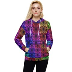 Rainbow Grid Form Abstract Background Graphic Women s Lightweight Drawstring Hoodie by Ravend