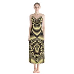 Background Fractal Sample Fantasy Texture Design Button Up Chiffon Maxi Dress by Ravend