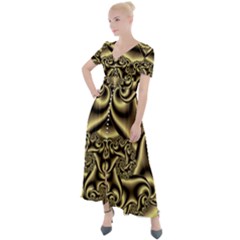 Background Fractal Sample Fantasy Texture Design Button Up Short Sleeve Maxi Dress by Ravend