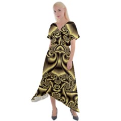 Background Fractal Sample Fantasy Texture Design Cross Front Sharkbite Hem Maxi Dress by Ravend