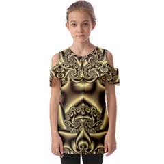 Background Fractal Sample Fantasy Texture Design Fold Over Open Sleeve Top by Ravend