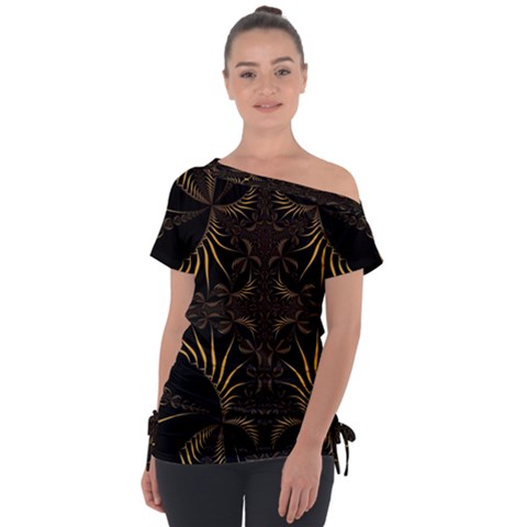 Fractal Symmetry Symmetrical Art Artwork Off Shoulder Tie-up Tee by Ravend