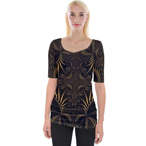 Fractal Symmetry Symmetrical Art Artwork Wide Neckline Tee by Ravend