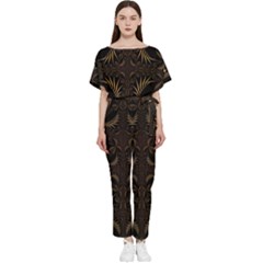 Fractal Symmetry Symmetrical Art Artwork Batwing Lightweight Chiffon Jumpsuit by Ravend