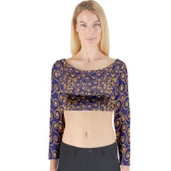 Spiral Pattern Texture Fractal Circle Geometry Long Sleeve Crop Top by Ravend