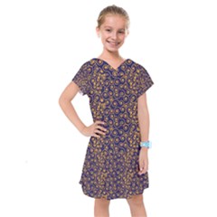 Spiral Pattern Texture Fractal Circle Geometry Kids  Drop Waist Dress by Ravend