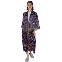 Spiral Pattern Texture Fractal Circle Geometry Maxi Satin Kimono by Ravend