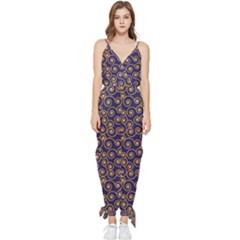 Spiral Pattern Texture Fractal Circle Geometry Sleeveless Tie Ankle Chiffon Jumpsuit by Ravend