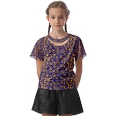 Spiral Pattern Texture Fractal Circle Geometry Kids  Front Cut Tee by Ravend