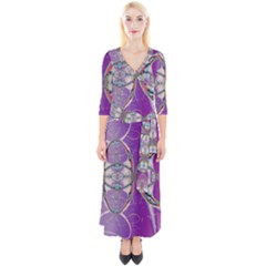 Abstract Colorful Art Pattern Design Fractal Quarter Sleeve Wrap Maxi Dress by Ravend